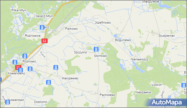 mapa Słomowo gmina Rogoźno, Słomowo gmina Rogoźno na mapie Targeo