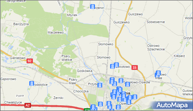 mapa Słomowo gmina Września, Słomowo gmina Września na mapie Targeo