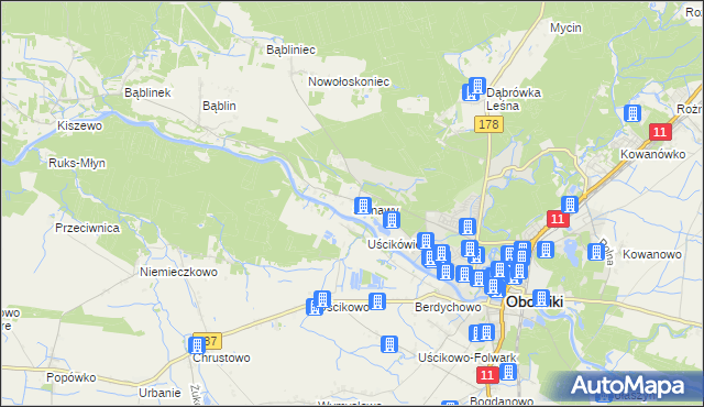 mapa Słonawy gmina Oborniki, Słonawy gmina Oborniki na mapie Targeo