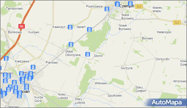 mapa Słonin, Słonin na mapie Targeo