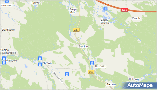 mapa Słonino, Słonino na mapie Targeo