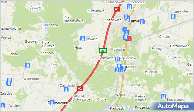 mapa Słostowice, Słostowice na mapie Targeo