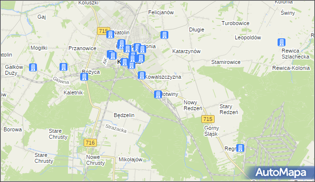 mapa Słotwiny gmina Koluszki, Słotwiny gmina Koluszki na mapie Targeo