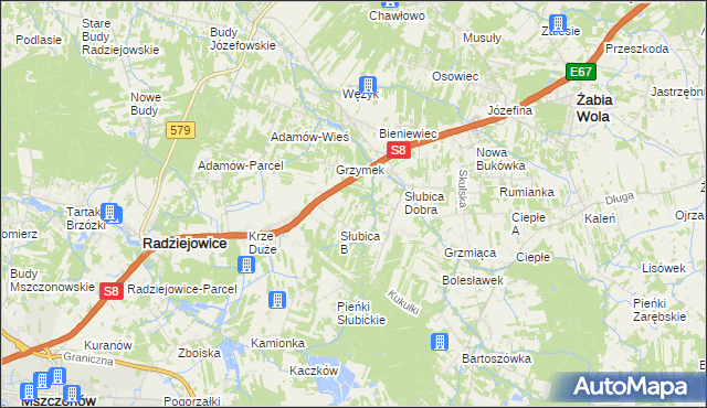 mapa Słubica A, Słubica A na mapie Targeo