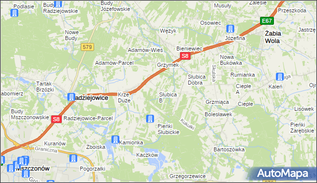 mapa Słubica B, Słubica B na mapie Targeo