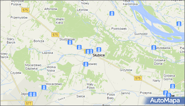 mapa Słubice powiat płocki, Słubice powiat płocki na mapie Targeo