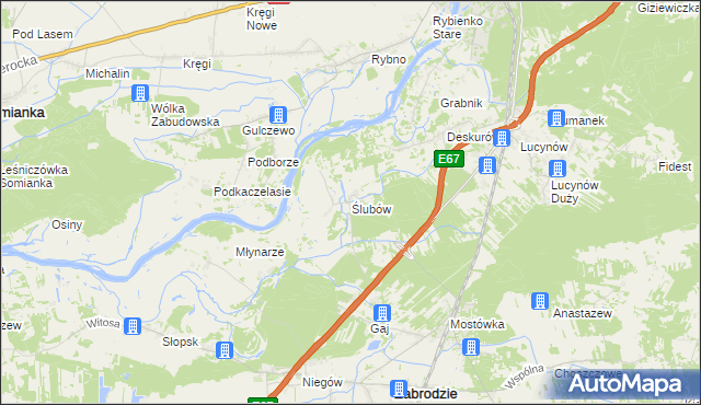 mapa Ślubów gmina Wyszków, Ślubów gmina Wyszków na mapie Targeo