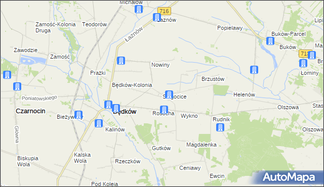 mapa Sługocice gmina Będków, Sługocice gmina Będków na mapie Targeo