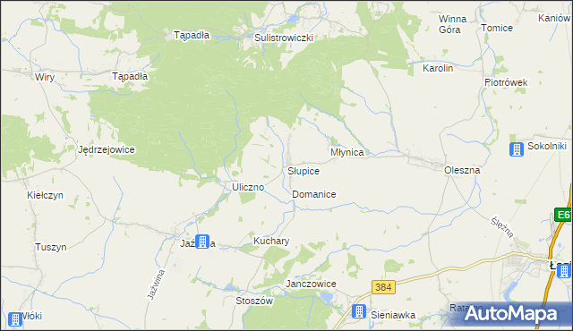 mapa Słupice gmina Łagiewniki, Słupice gmina Łagiewniki na mapie Targeo