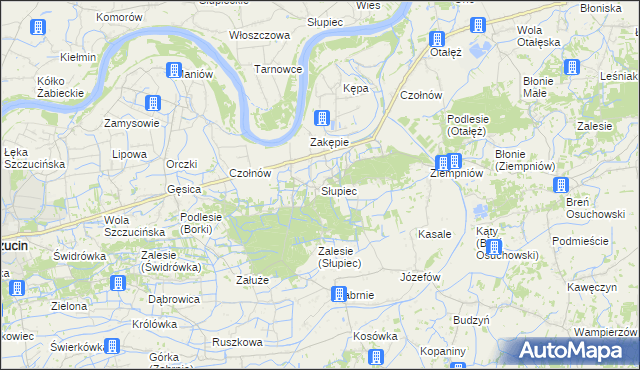 mapa Słupiec gmina Szczucin, Słupiec gmina Szczucin na mapie Targeo