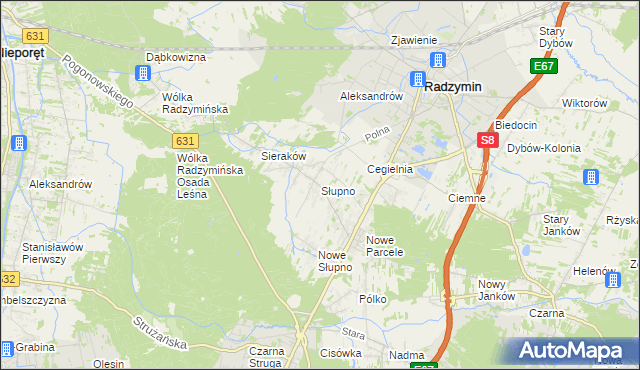 mapa Słupno gmina Radzymin, Słupno gmina Radzymin na mapie Targeo