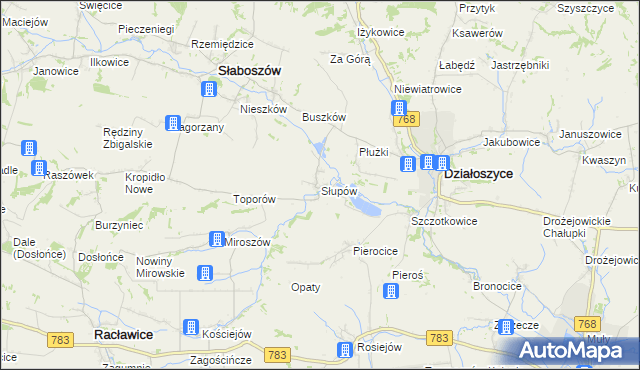 mapa Słupów, Słupów na mapie Targeo