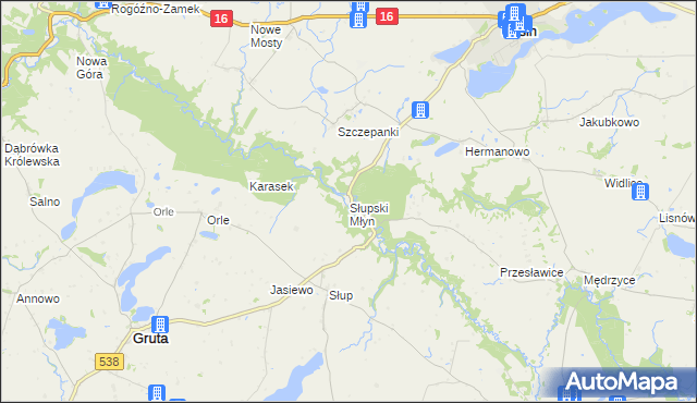 mapa Słupski Młyn, Słupski Młyn na mapie Targeo