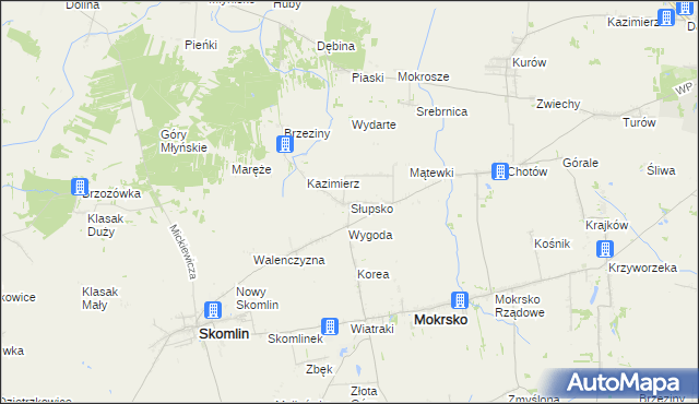 mapa Słupsko gmina Mokrsko, Słupsko gmina Mokrsko na mapie Targeo