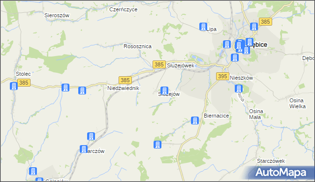 mapa Służejów, Służejów na mapie Targeo