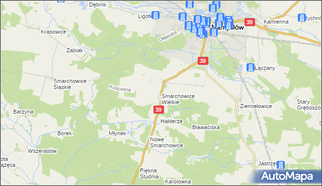 mapa Smarchowice Wielkie, Smarchowice Wielkie na mapie Targeo