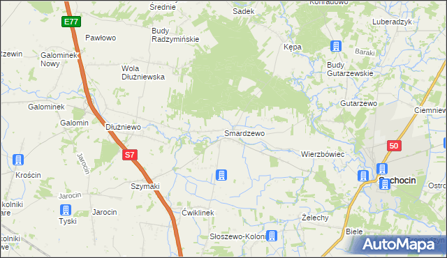 mapa Smardzewo gmina Sochocin, Smardzewo gmina Sochocin na mapie Targeo
