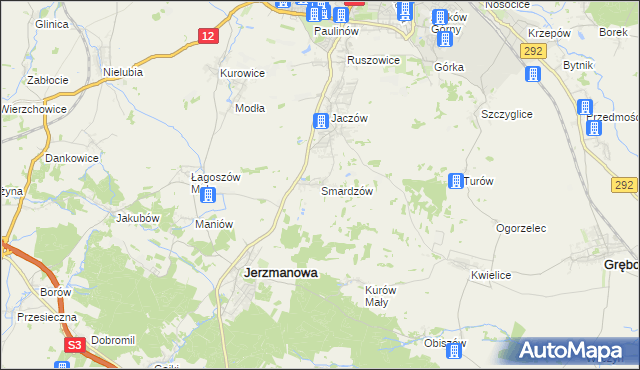 mapa Smardzów gmina Jerzmanowa, Smardzów gmina Jerzmanowa na mapie Targeo