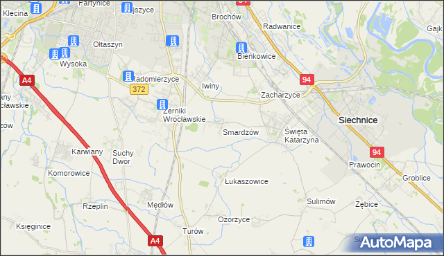 mapa Smardzów gmina Siechnice, Smardzów gmina Siechnice na mapie Targeo