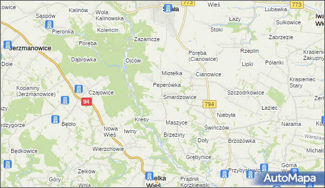 mapa Smardzowice, Smardzowice na mapie Targeo