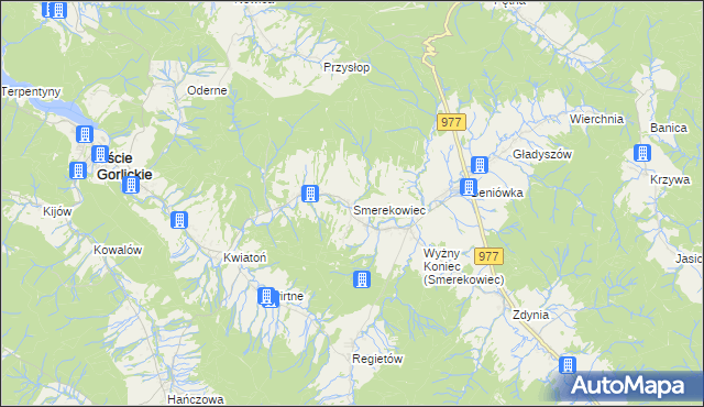 mapa Smerekowiec, Smerekowiec na mapie Targeo