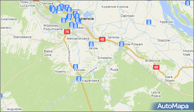 mapa Śmietanki, Śmietanki na mapie Targeo