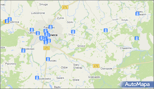 mapa Śmilcz, Śmilcz na mapie Targeo