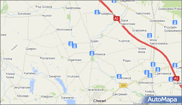 mapa Śmiłowice gmina Choceń, Śmiłowice gmina Choceń na mapie Targeo