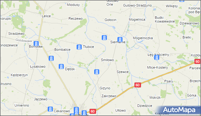 mapa Śmiłowo gmina Bielsk, Śmiłowo gmina Bielsk na mapie Targeo