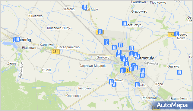 mapa Śmiłowo gmina Szamotuły, Śmiłowo gmina Szamotuły na mapie Targeo