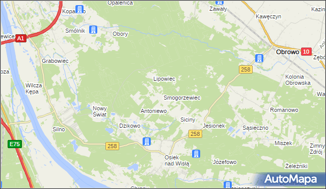 mapa Smogorzewiec, Smogorzewiec na mapie Targeo