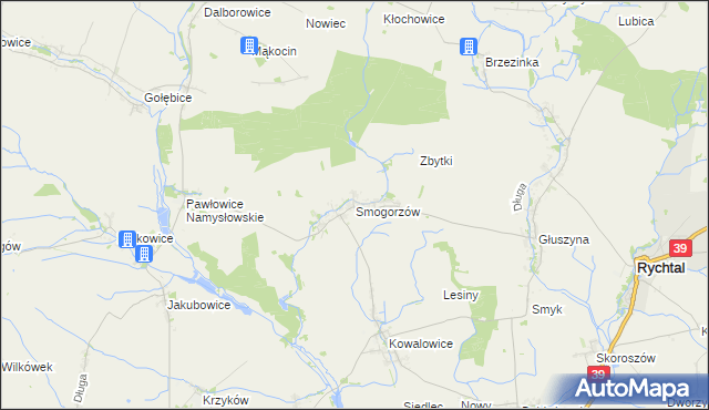 mapa Smogorzów gmina Namysłów, Smogorzów gmina Namysłów na mapie Targeo