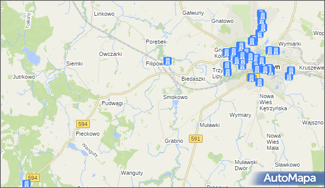 mapa Smokowo gmina Kętrzyn, Smokowo gmina Kętrzyn na mapie Targeo