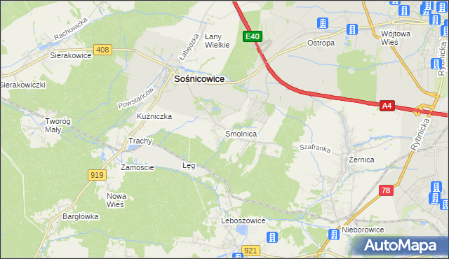 mapa Smolnica gmina Sośnicowice, Smolnica gmina Sośnicowice na mapie Targeo