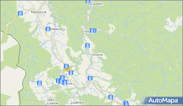 mapa Smolnik gmina Komańcza, Smolnik gmina Komańcza na mapie Targeo