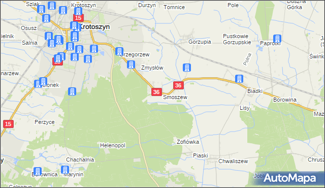 mapa Smoszew, Smoszew na mapie Targeo