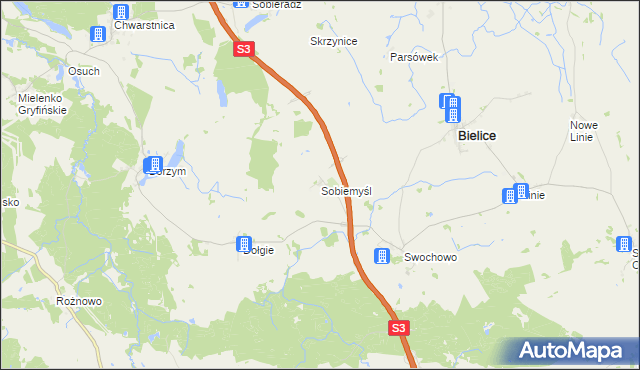 mapa Sobiemyśl, Sobiemyśl na mapie Targeo