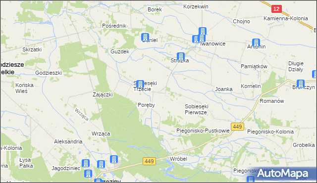 mapa Sobiesęki Drugie, Sobiesęki Drugie na mapie Targeo