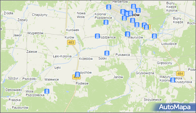 mapa Sobki gmina Zelów, Sobki gmina Zelów na mapie Targeo