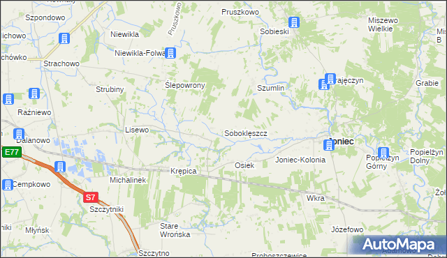 mapa Soboklęszcz gmina Joniec, Soboklęszcz gmina Joniec na mapie Targeo