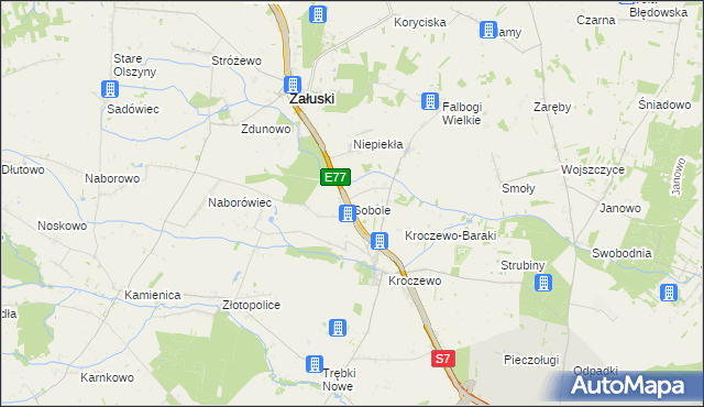 mapa Sobole gmina Załuski, Sobole gmina Załuski na mapie Targeo