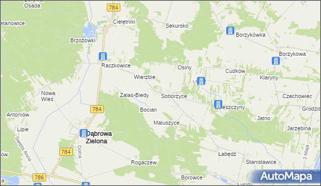 mapa Soborzyce, Soborzyce na mapie Targeo