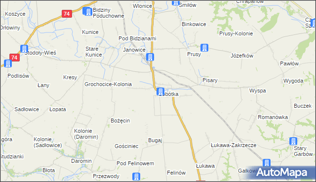 mapa Sobótka gmina Ożarów, Sobótka gmina Ożarów na mapie Targeo