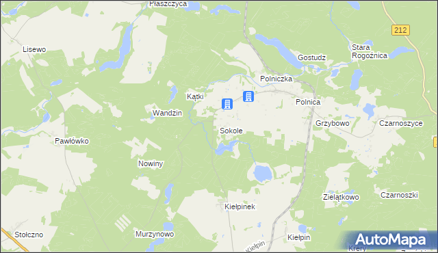 mapa Sokole gmina Człuchów, Sokole gmina Człuchów na mapie Targeo