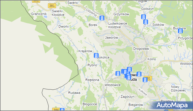 mapa Sokolica gmina Nowa Ruda, Sokolica gmina Nowa Ruda na mapie Targeo