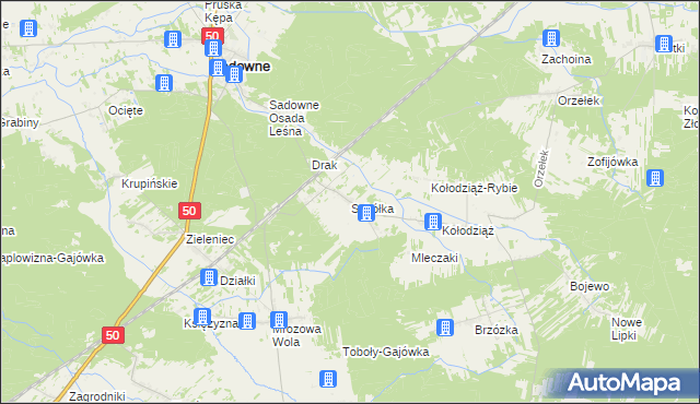 mapa Sokółka gmina Sadowne, Sokółka gmina Sadowne na mapie Targeo