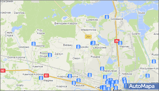 mapa Sokółki gmina Kazimierz Biskupi, Sokółki gmina Kazimierz Biskupi na mapie Targeo