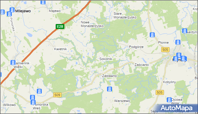 mapa Sokolnik gmina Młynary, Sokolnik gmina Młynary na mapie Targeo