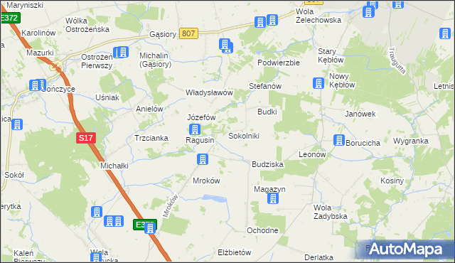 mapa Sokolniki gmina Żelechów, Sokolniki gmina Żelechów na mapie Targeo