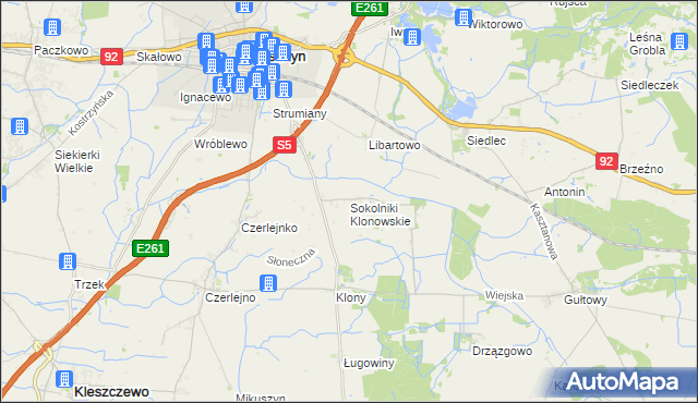 mapa Sokolniki Klonowskie, Sokolniki Klonowskie na mapie Targeo